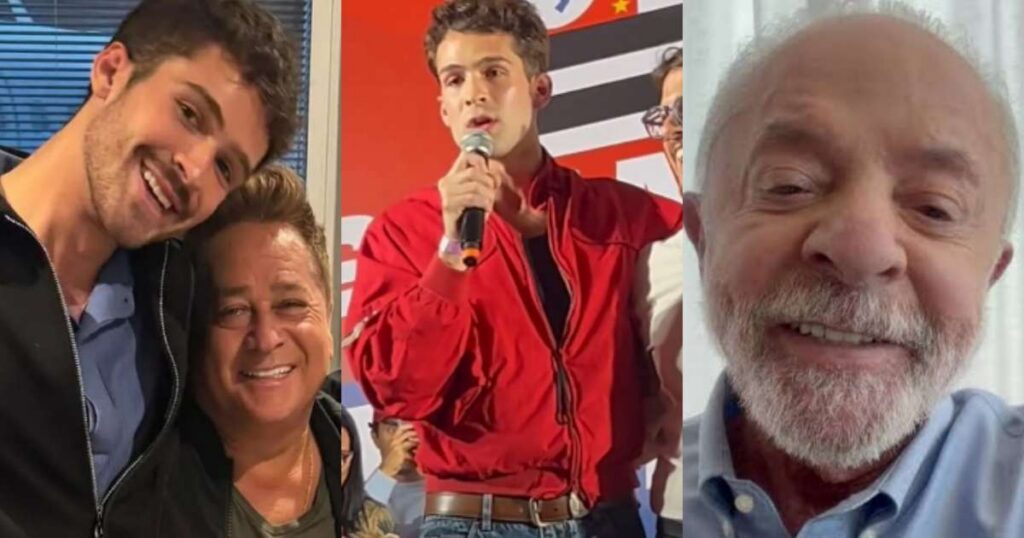 Filho de Leonardo, João Guilherme surge em ato por Lula e faz discurso: 'Amar quem se ama'