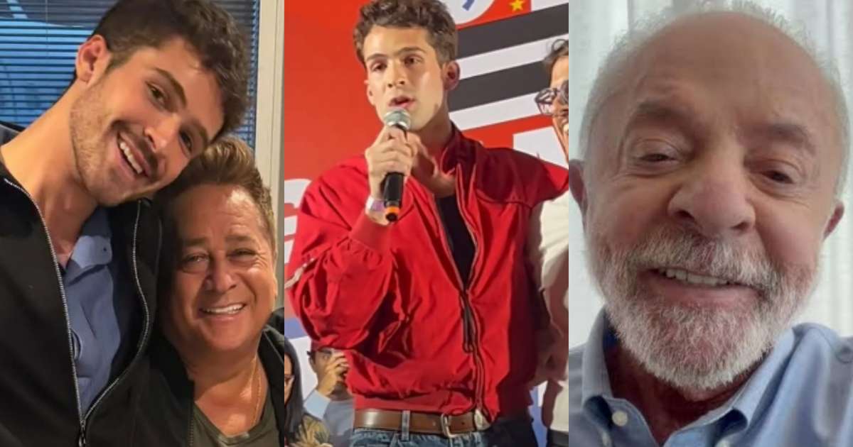 Filho de Leonardo, João Guilherme surge em ato por Lula e faz discurso: ‘Amar quem se ama’