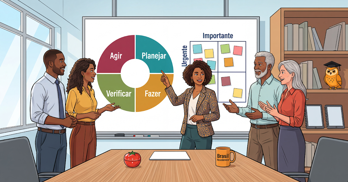 Liderar, decidir e melhorar: feedback, vieses, gestão do tempo, PDCA e 5S